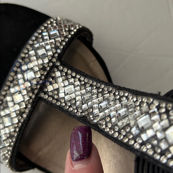 New York Transit Black and Silver Embellished with diamond Sandals for women 7M - Picture 11 of 14